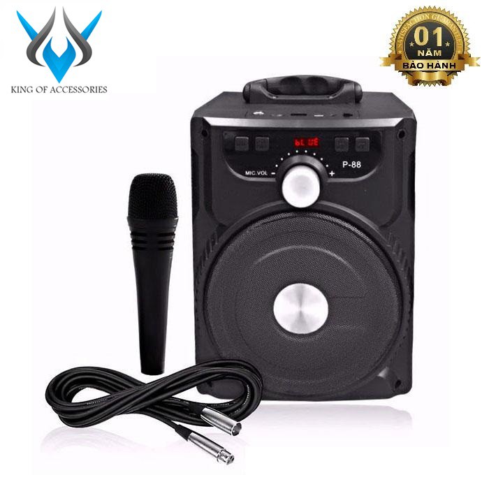 Loa bluetooth Karaoke Ruizu P88 hỗ trợ thẻ nhớ/USB/AUX/FM/jack 6.5mm (Màu ngẫu nhiên) + Kèm 1 micro có dây