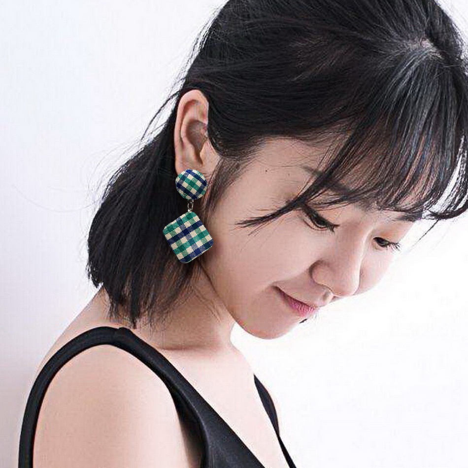 Bông Tai Họa Tiết Da Báo / Hình Học / Tròn / Vuông Phong Cách Retro Thời Trang