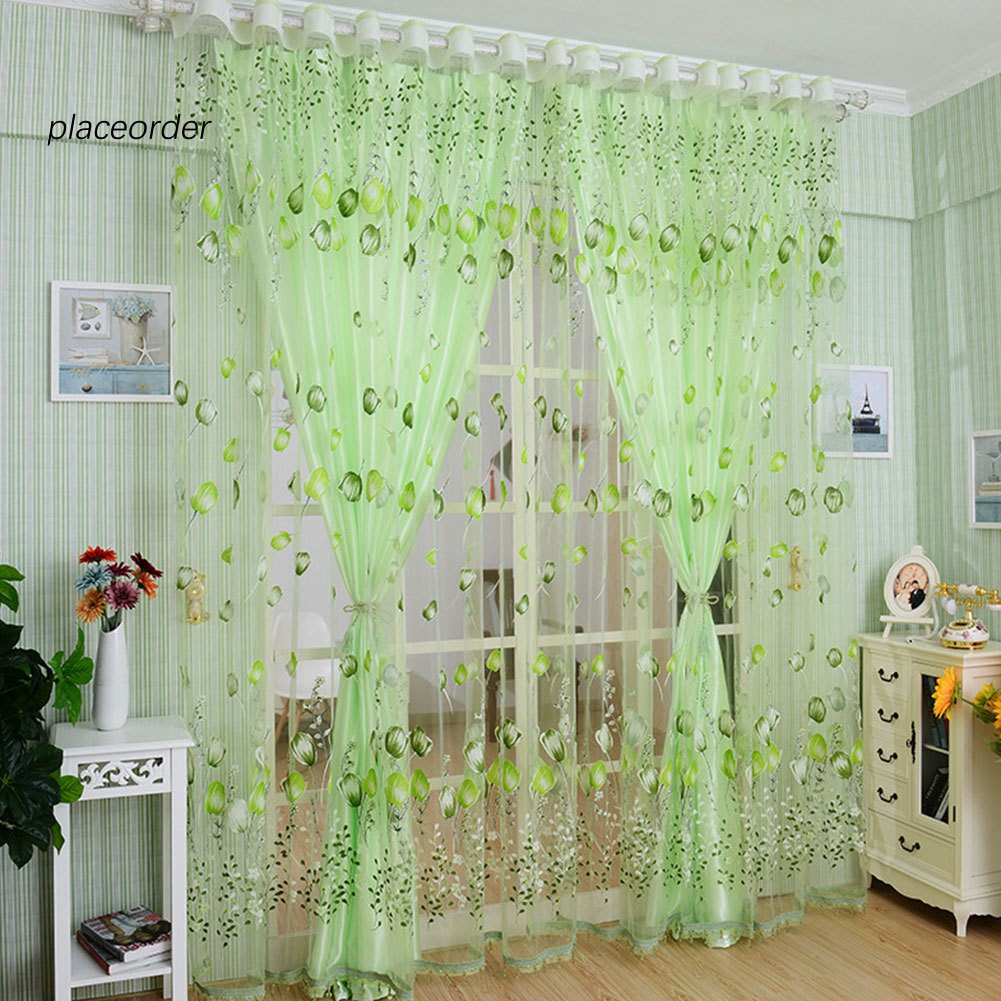 Rèm cửa bằng vải họa tiết hoa tulip kích thước 1x2m đáng yêu thời trang