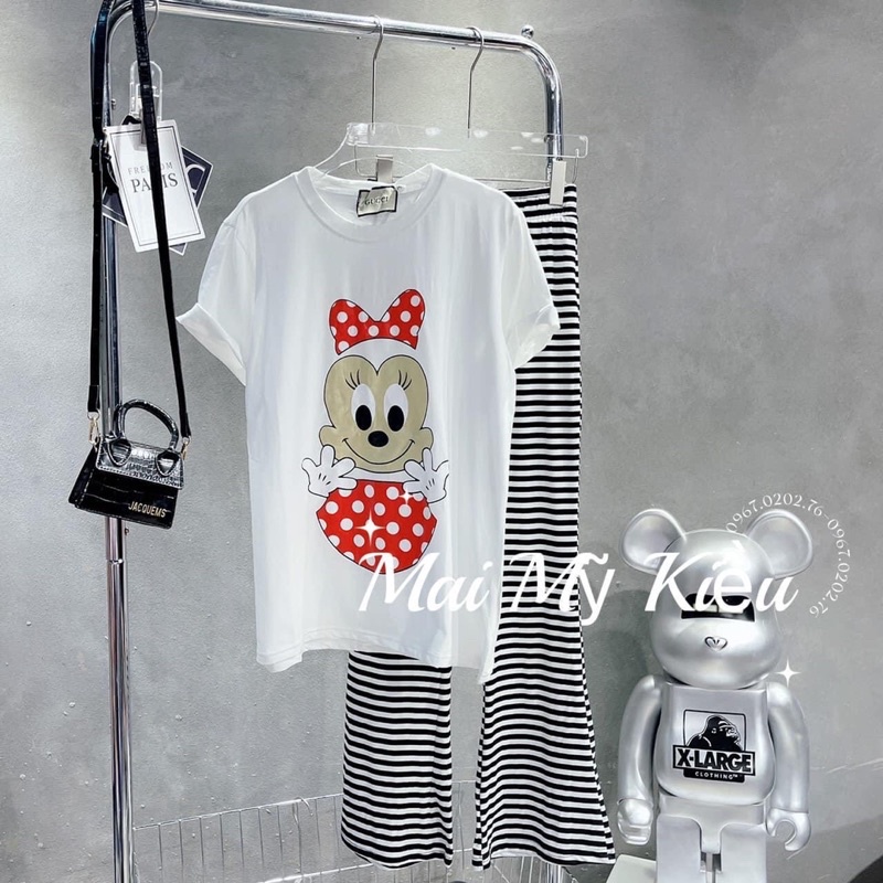 [XÃ KHO SALE LỖ] SET MICKY THẮC NƠ QUẦN ỐNG RỘNG COTTON SIÊU XINH