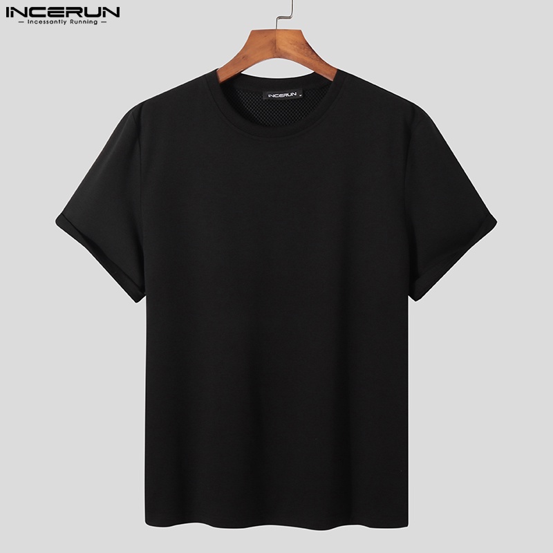 Áo thun INCERUN tay ngắn cổ tròn mềm mại thời trang cá tính cho nam