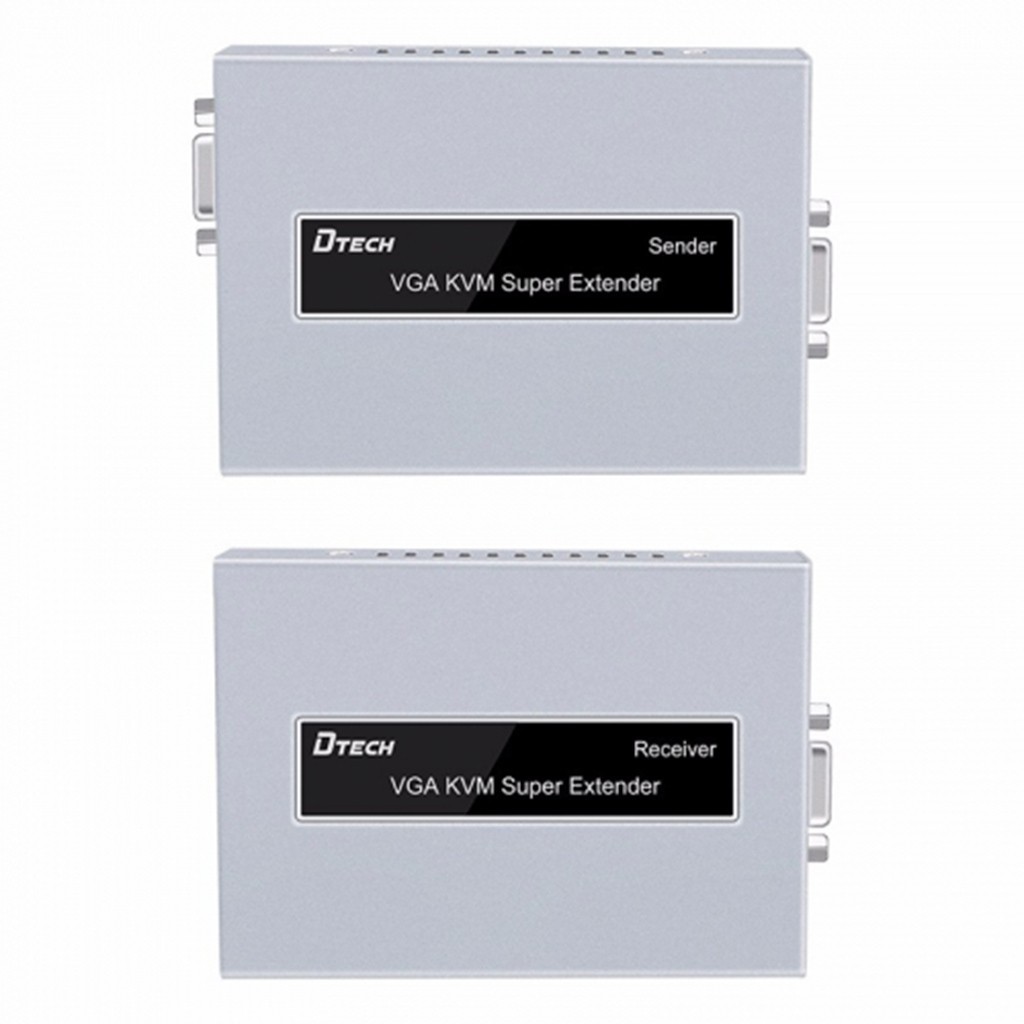 Hộp khuếch đại nối dài tín hiệu Vga bằng cáp mạng LAN có bàn phím chuột KVM 100m 1-2 DTECH DT 7044 hàng chính hãng