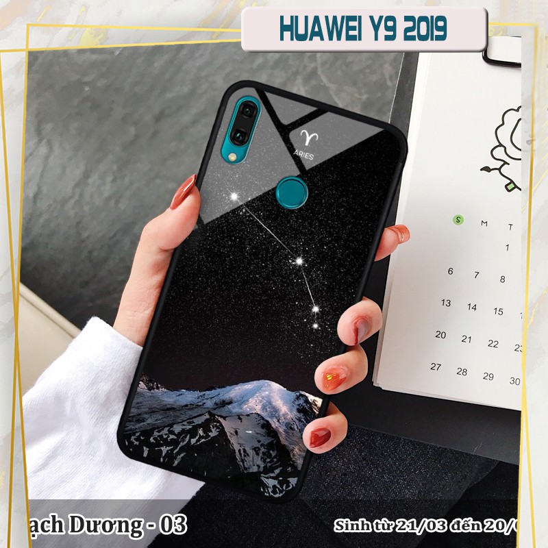 Ốp lưng kính 3D Huawei Y9 2019 cung hoàng đạo