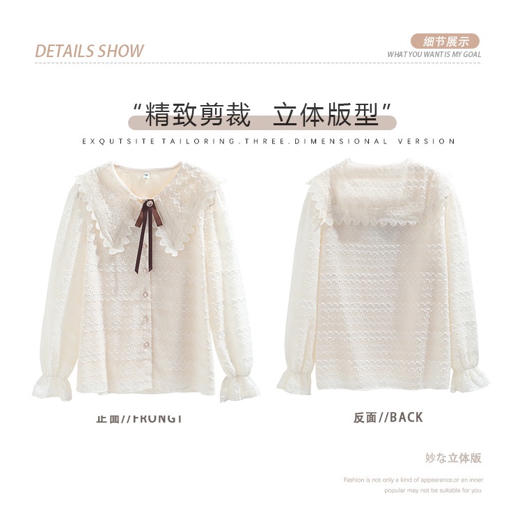 Áo Ren Cổ Búp Bê Tay Dài Phong Cách Phương Tây Thanh Lịch Dành Cho Nữ * * * &