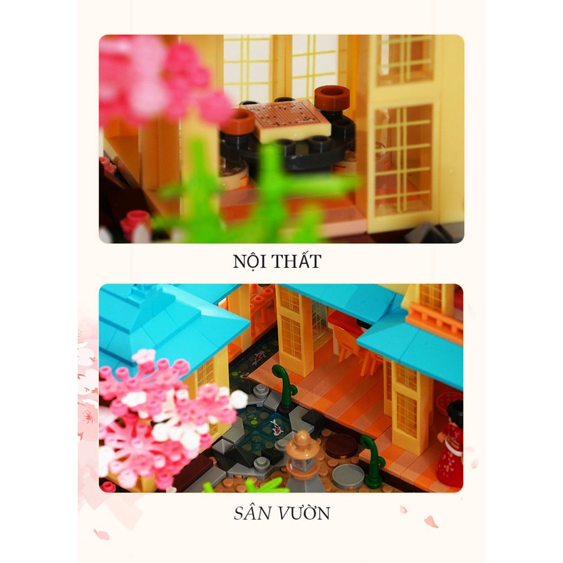 Đồ chơi xếp hình lắp ráp kiểu mô hình B1017 Ngôi nhà kiểu Nhật Bản Sakura Tree Với 1029 mảnh