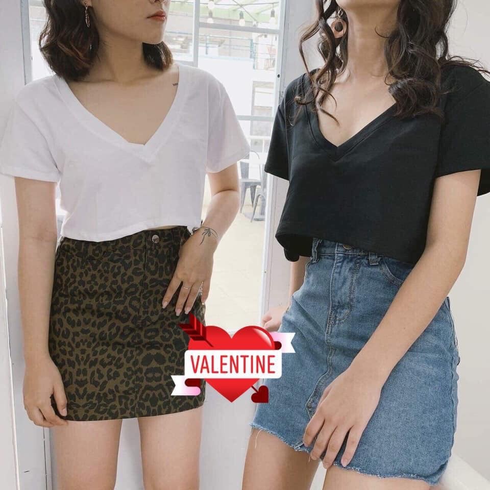 Áo croptop cổ tim