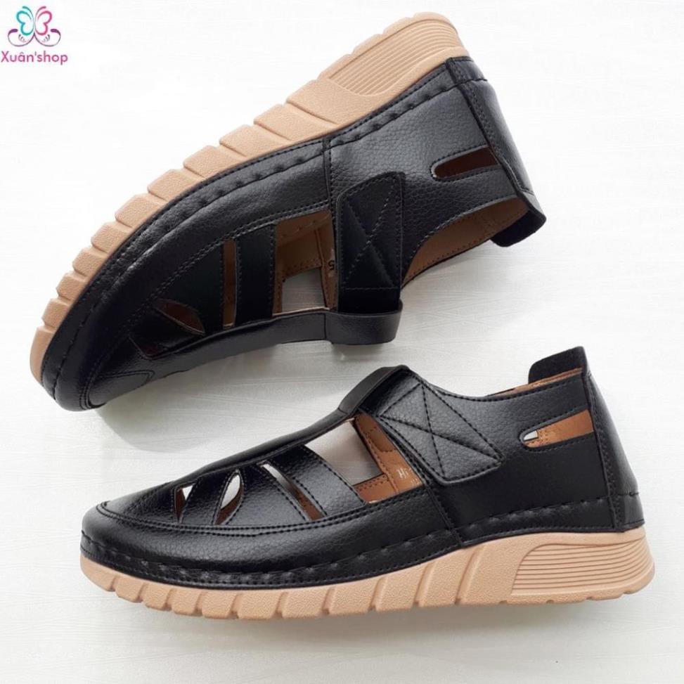Giày lười chính hãng Siketu da mềm, siêu nhẹ, quai dán, đế chống trượt cao 4cm (size 35-42) -h91
