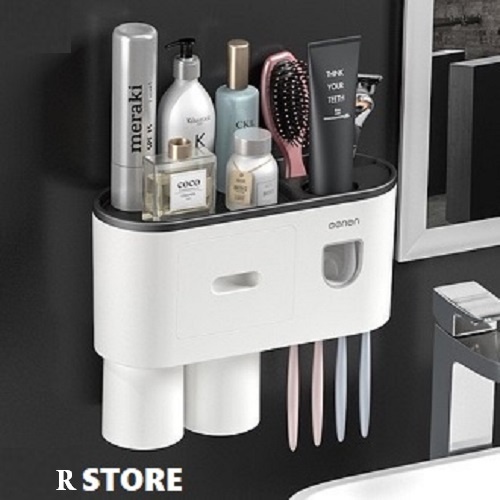 Bộ Nhả Kem Đánh Răng Tự Động - Kèm Cốc từ tính đa năng - Hàng cao cấp