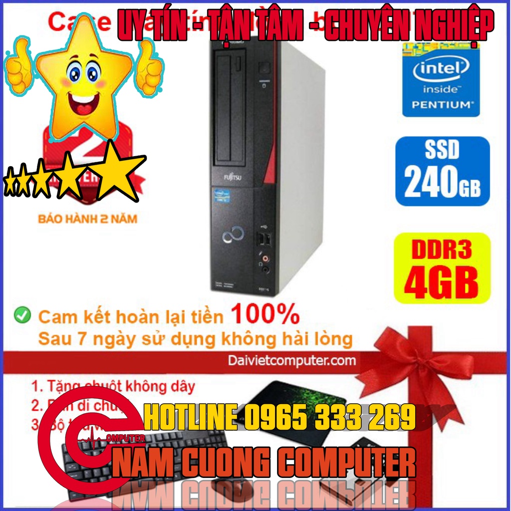 Case máy tính để bàn đồng bộ Fujitsu CPU G620 - RAM 4GB - SSD 240GB - SSD 120GB - HDD 500GB