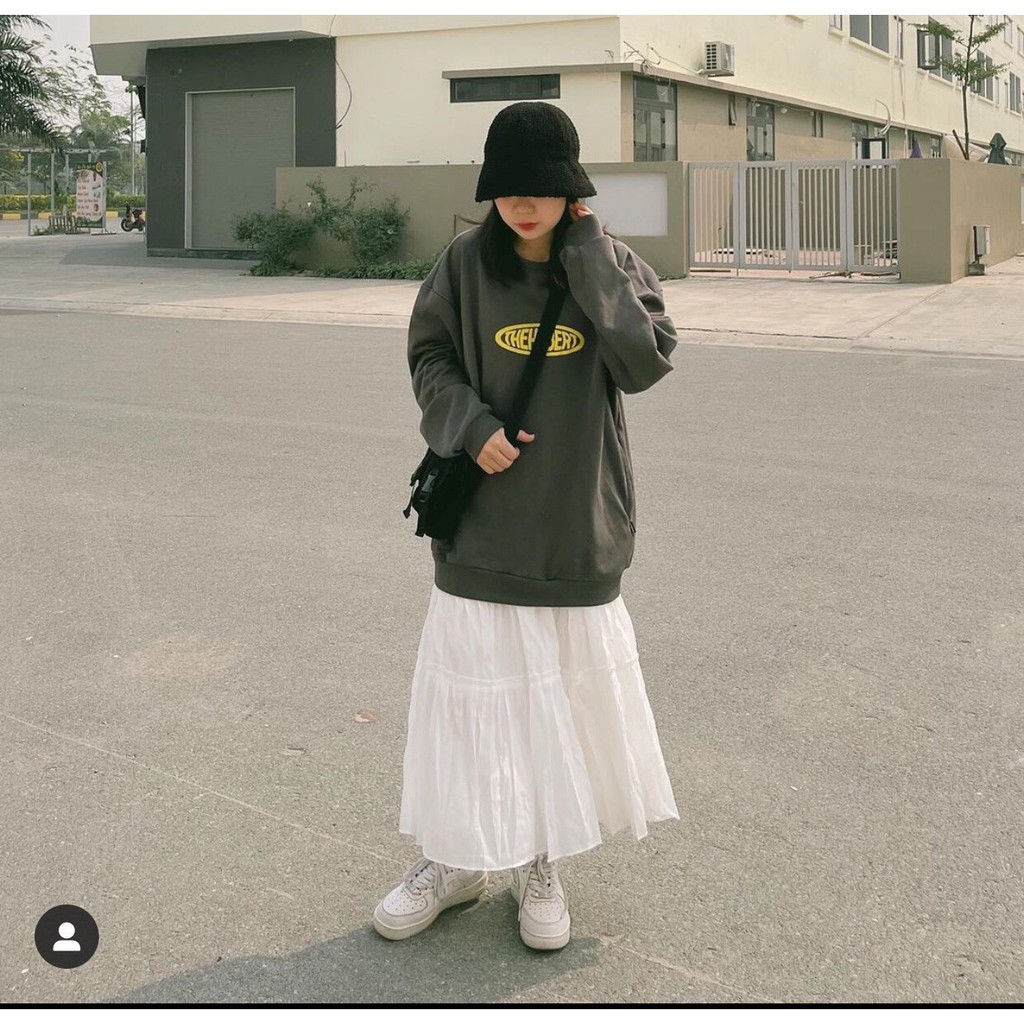 Áo nỉ ngoại THEHUBER nữ - Sweater unisex dáng rộng tay bồng Ullzang Hàn Quốc - CHAN CHAN STORE | BigBuy360 - bigbuy360.vn