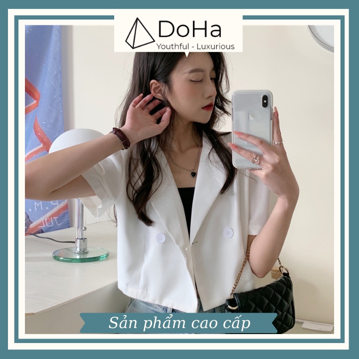 Áo Blazer Nữ Tay Ngắn [FREESHIP-SẢN PHẨM CAO CẤP] Áo Blazer Croptop Phối Nút Hàn Quốc Style Mùa Hè - DOHA STORE | BigBuy360 - bigbuy360.vn