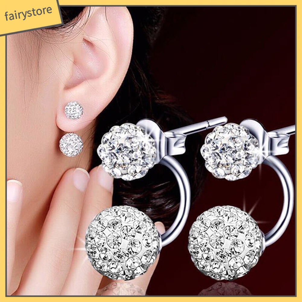 Bông tai hình quả cầu dát đá thời trang cho nữ