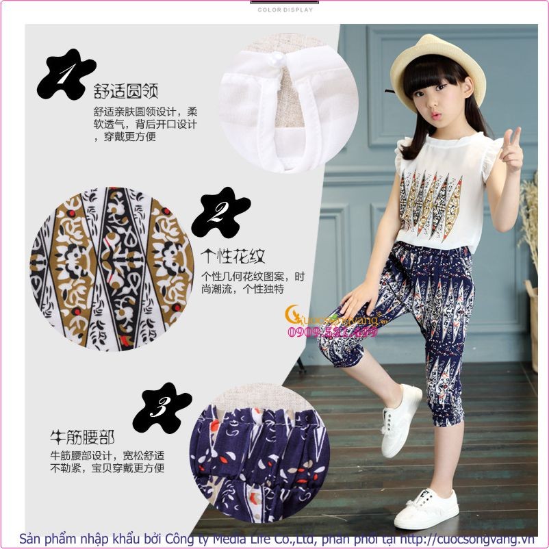 Bộ đồ bé gái voan mềm - Cotton họa tiết GLSET004 Cuocsongvang