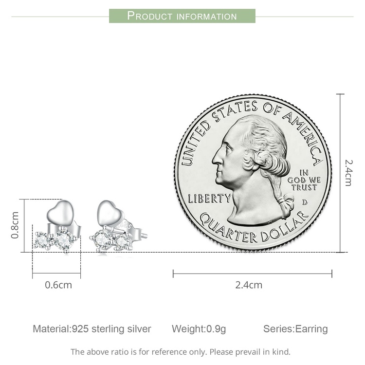 Bông tai bạc 925 BAMOER hình hoa / trái tim thờI trang