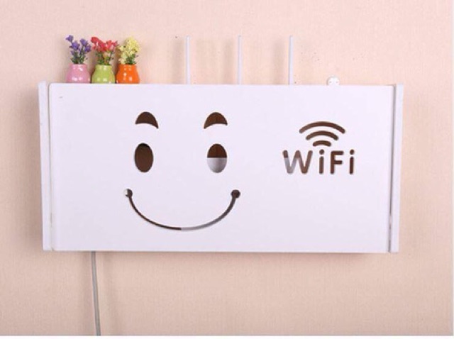 Kệ đựng Wifi treo tường nhỏ gọn, che ổ điện (k cần khoan) - TẶNG móc treo - HOME DECOR