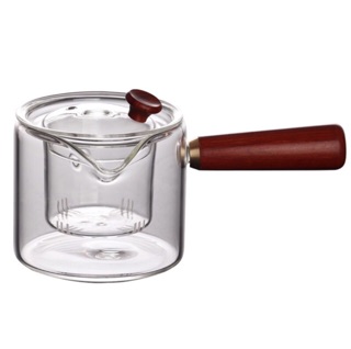 Ấm trà thủy tinh quai gỗ 400ml