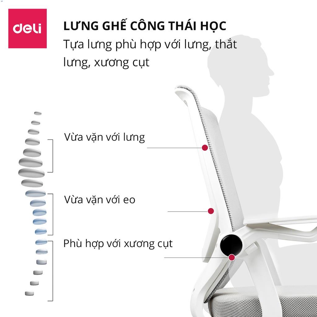 [Voucher  100K] Ghế xoay Deli Cao Cấp - Thiết kế CÓ THỂ GẬP GỌN 90 ĐỘ, tiết kiệm không gian, hỗ trợ cột sống  E4932
