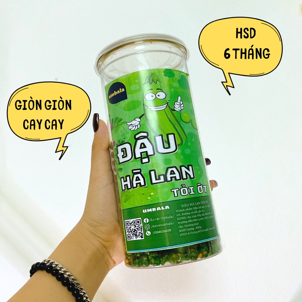 Đậu Hà Lan tỏi ớt cay cay giòn giòn 430g ăn vặt Umbala