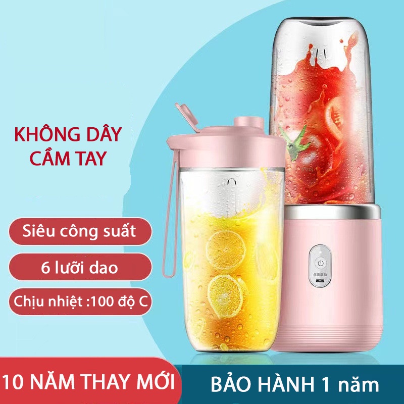 💎𝑭𝑹𝑬𝑬𝑺𝑯𝑰𝑷💎Máy Xay Sinh Tố Cầm Tay Đa Năng , Máy Say Sinh Tố Sạc Tích Điện 6 Lưỡi , Dung Lượng Pin 1500Ma