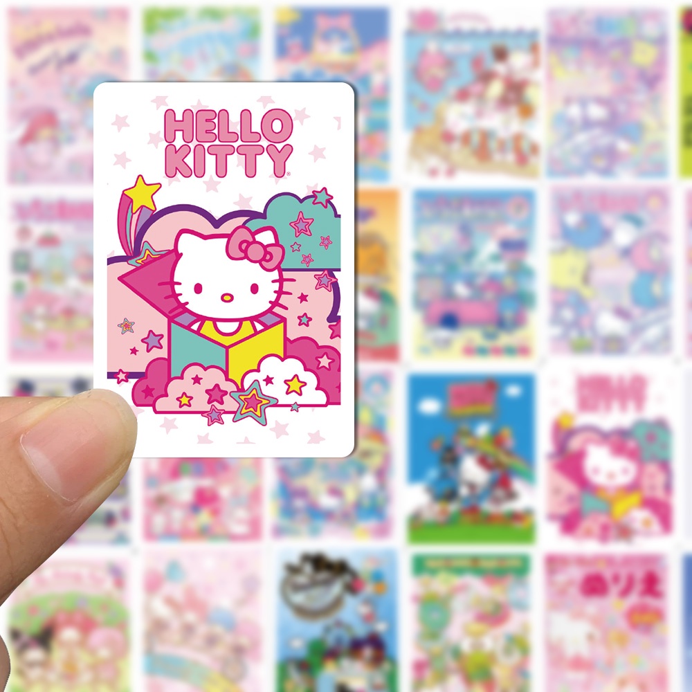 Bộ 62 Miếng Dán Chống Thấm Nước Họa Tiết Hoạt Hình Sanrio Trang Trí Cốc Nước