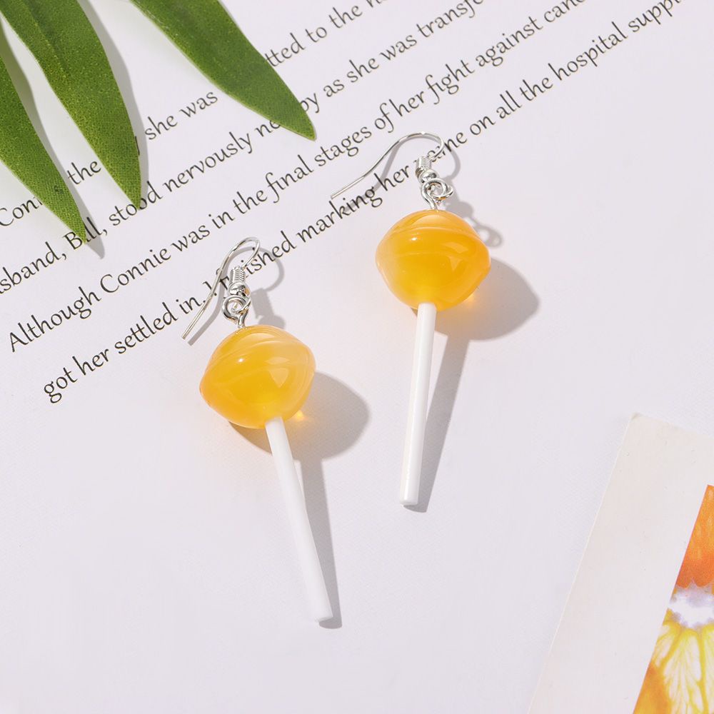 Bông tai hình kẹo mút bằng nhựa resin nhiều màu thời trang cho nữ