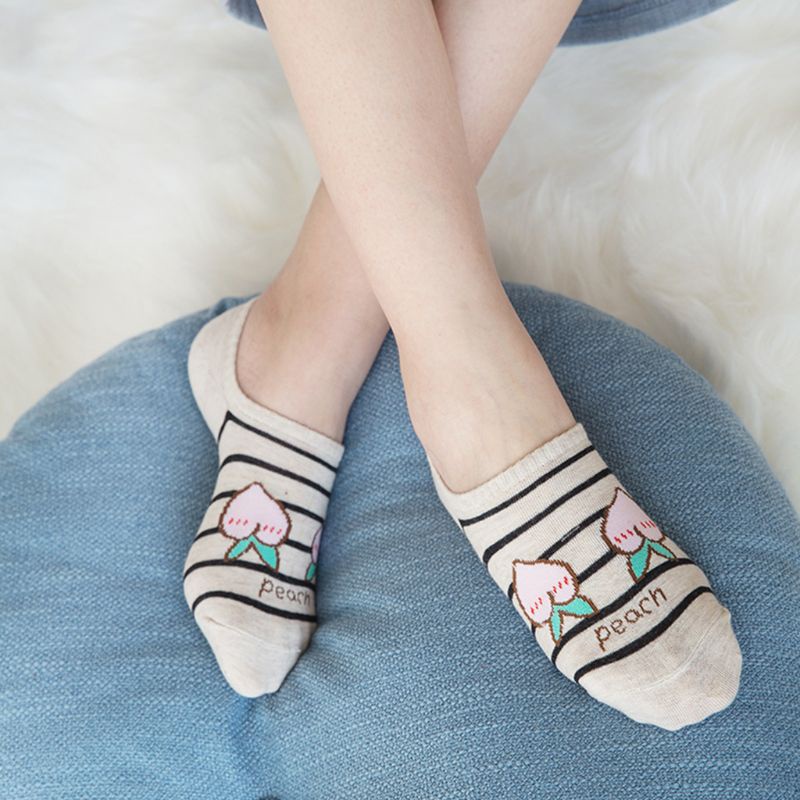 Đôi Vớ Thuyền Chống Trượt In Hình Trái Cây Hoạt Hình Cho Nữ
