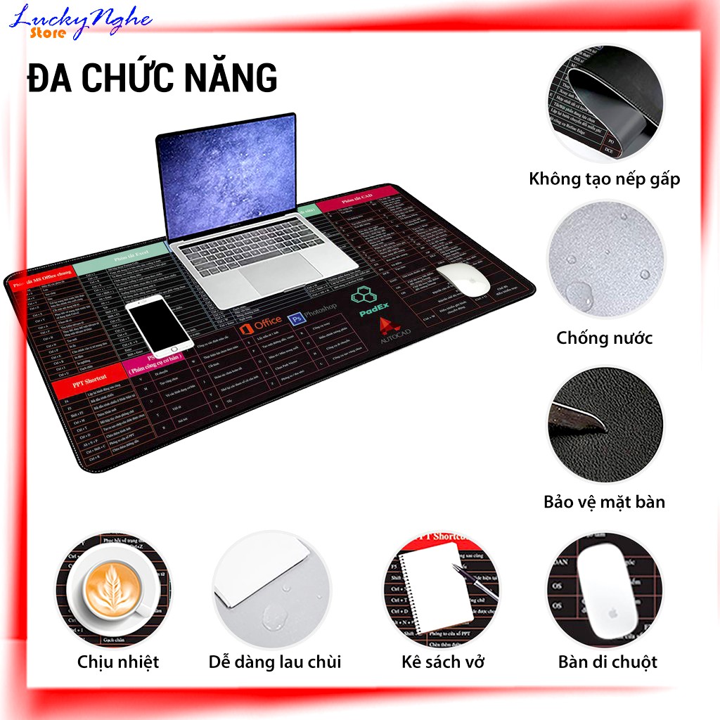 Miếng lót chuột - Pad mouse KHỦNG có phím tắt office , photoshop, autocad