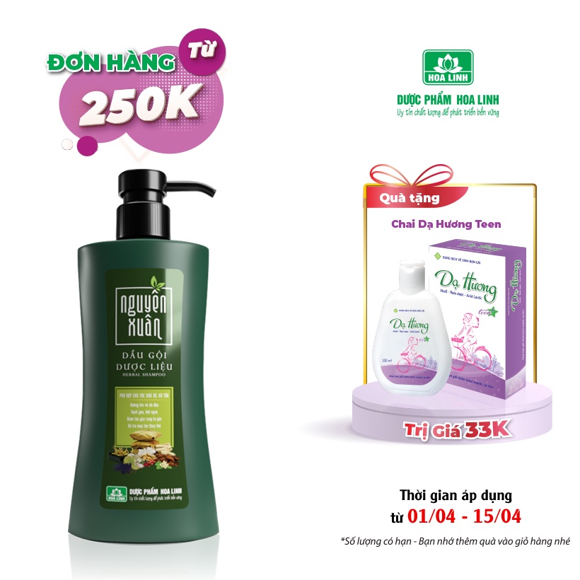 Dầu Gội Dược Liệu Nguyên Xuân Xanh 350ml - Dưỡng Tóc (Khuyến mại thêm 35ml giá không đổi)