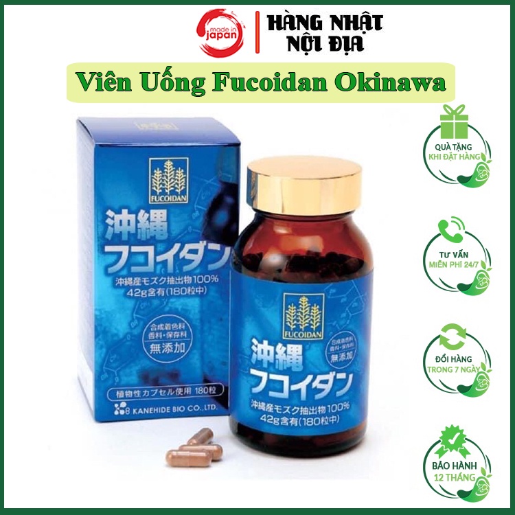 Viên Uống Tảo Fucoidan Okinawa Xanh, Hỗ Trợ Ung Thư, 180 Viên, Hàng Nhật Nội Địa