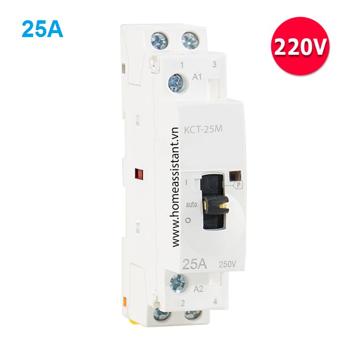 Khởi Động Từ 1 Pha 2P 25A Hỗ Trợ Công Tắc Tay KCT-25M