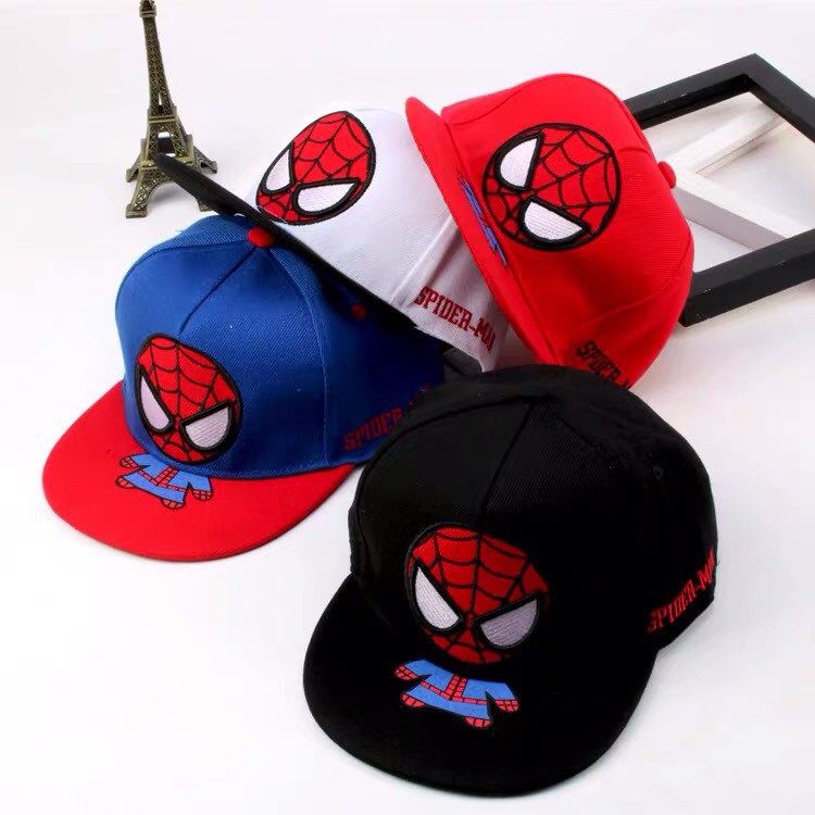 Mũ Cho Bé Snapback Từ 3 Đến 8 Tuổi In Hình Người Nhện