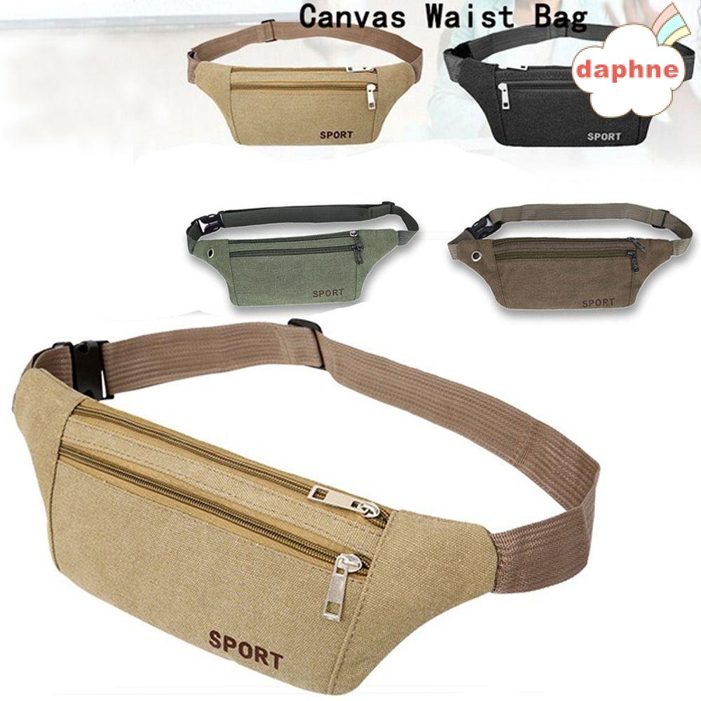 Túi đeo thắt lưng vải canvas nhiều ngăn đa năng thời trang cho nam và nữ