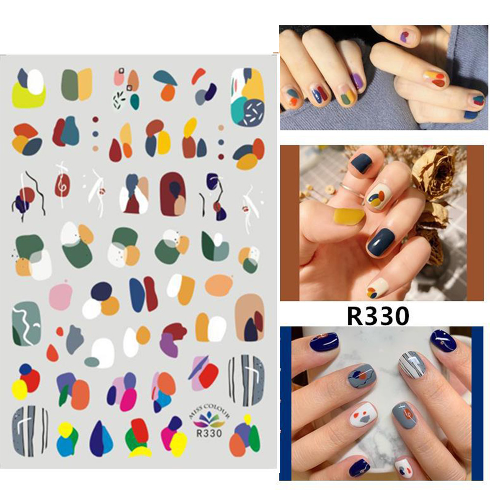 Tờ Hình Dán Trang Trí Móng Tay 3D Chống Thấm Nước Nhiều Màu Sắc Thời Trang