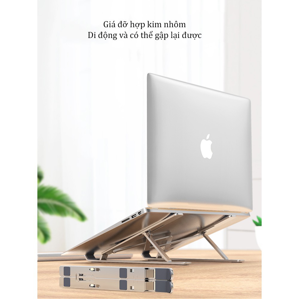Giá đỡ, Kệ Đỡ Đế Tản Nhiệt, Dùng Cho Ipad - MacBook - Laptop Phụ Kiện Cao Cấp Hợp Kim Nhôm Thông Minh