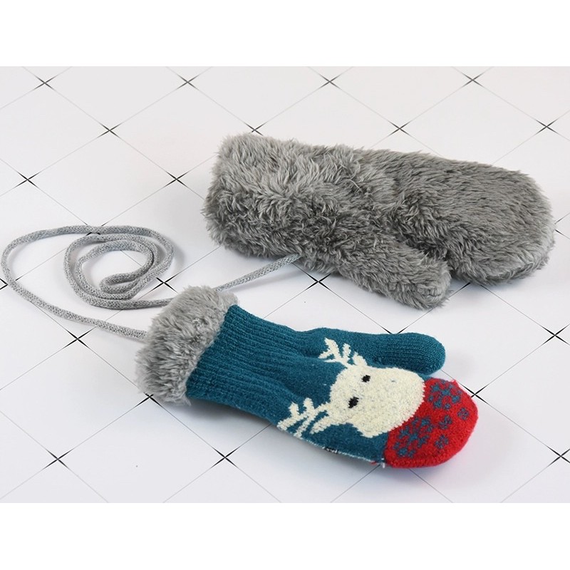 Găng tay len lót lông cực ấm hoạ tiết noel cho bé 1-3 tuổi ms33606