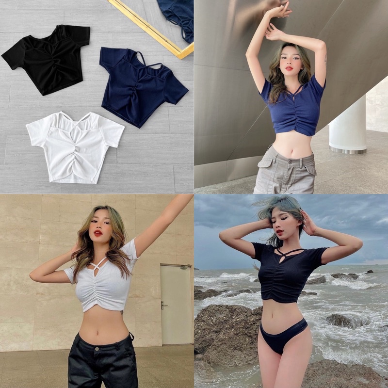 🍊ÁO_CROPTOP_ĐAN_DÂY_CỔ🥑