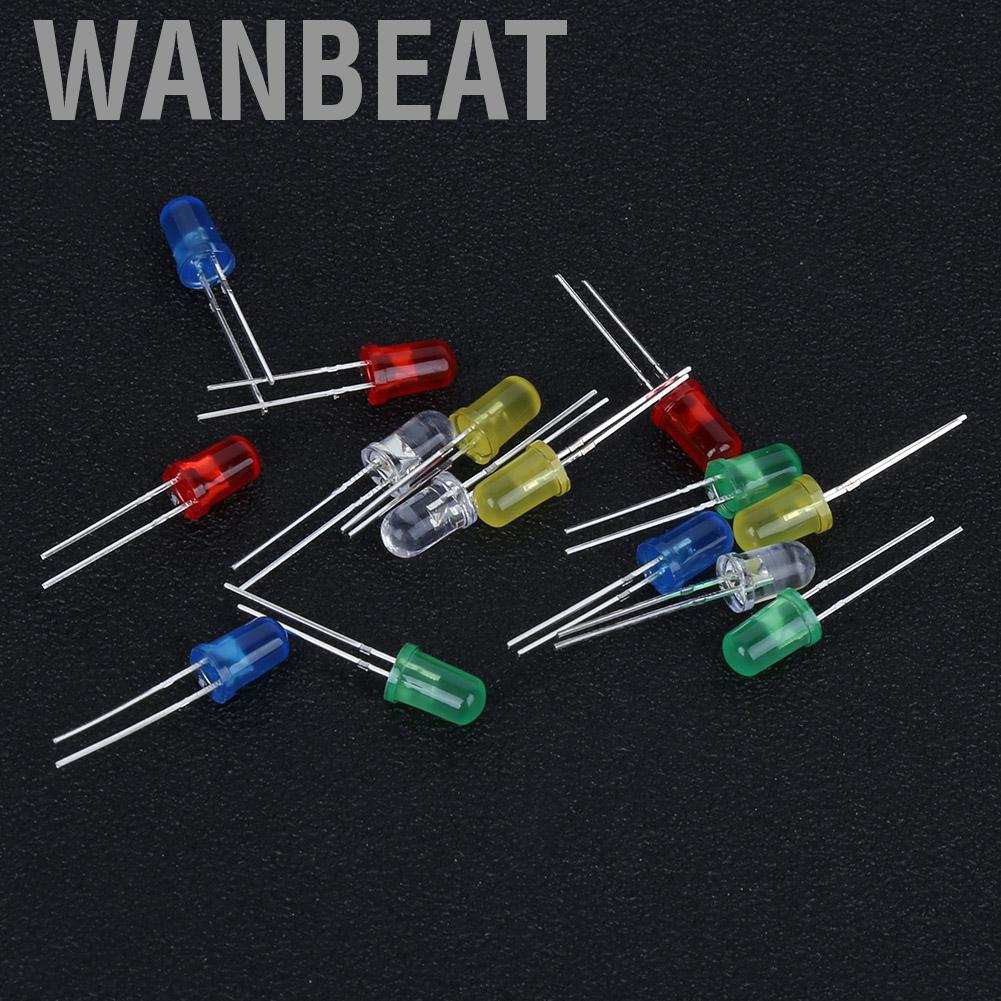 Wanbeat 500Pcs LED Light Diode Anti-Corrosion Plastic 5mm Blue/Green/Yellow/White/Red