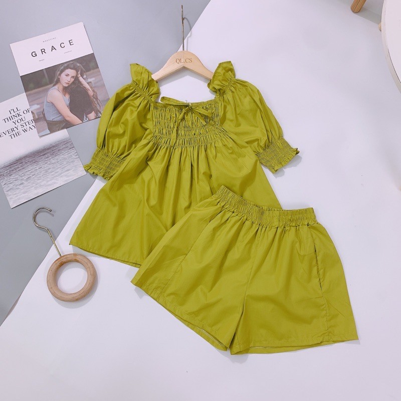 [Mã WASTCOOL giảm 15% tối đa 50K đơn 99K] BNU69 - SET ĐŨI XANH CHUỐI CHUN NGỰC TAY BỒNG NỮ | BigBuy360 - bigbuy360.vn
