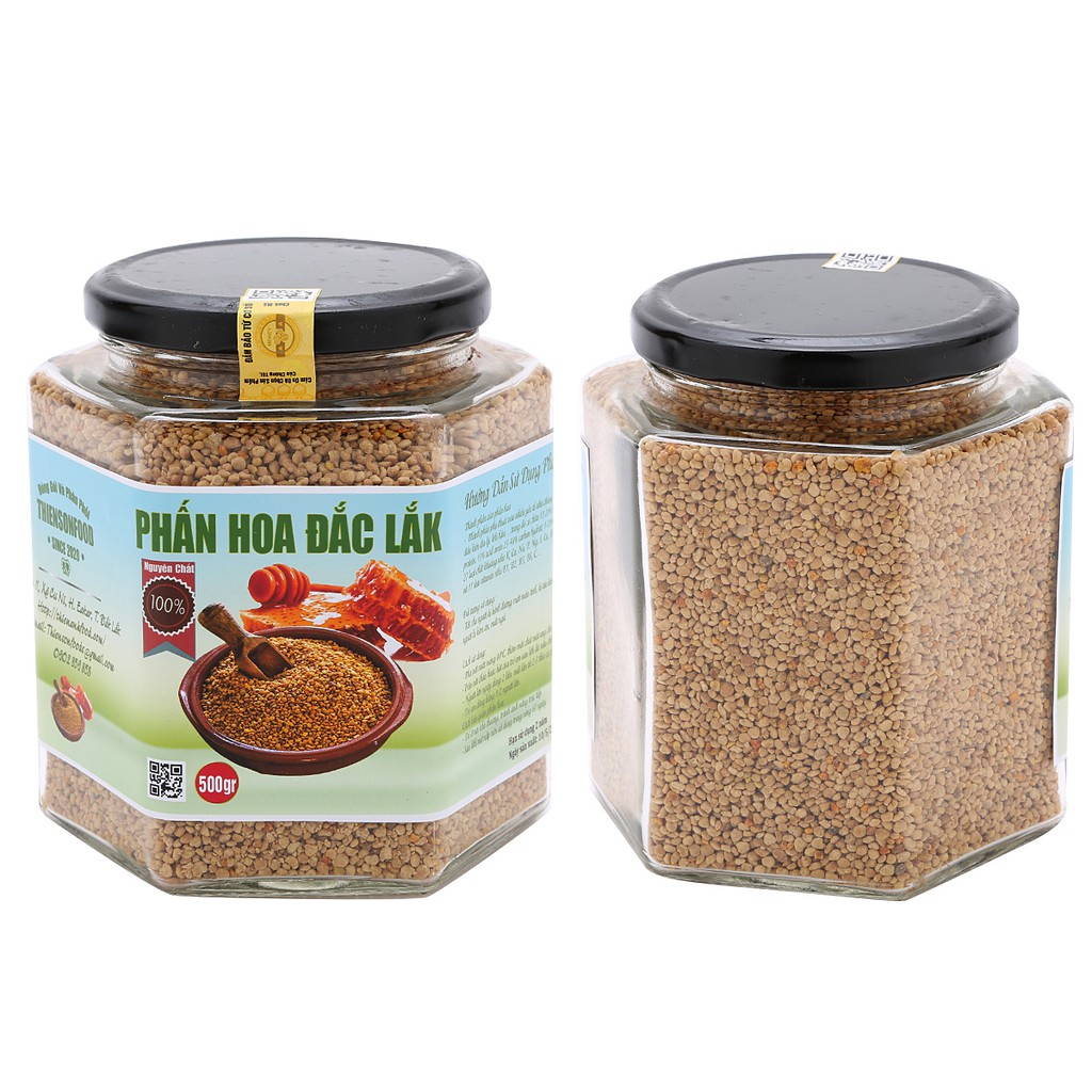 Phấn Ong Đắk Lắc Nguyên Chất 100%, Hũ Thủy Tinh 1kg Phấn Hoa Thiên Nhiên