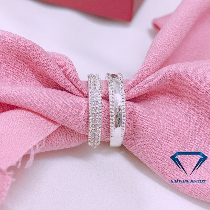 Nhẫn đôi bạc nam nữ, nhẫn cặp tình yêu mẫu mới đính đá nhỏ sáng đẹp - Kho sỉ bạc Nhất Linh