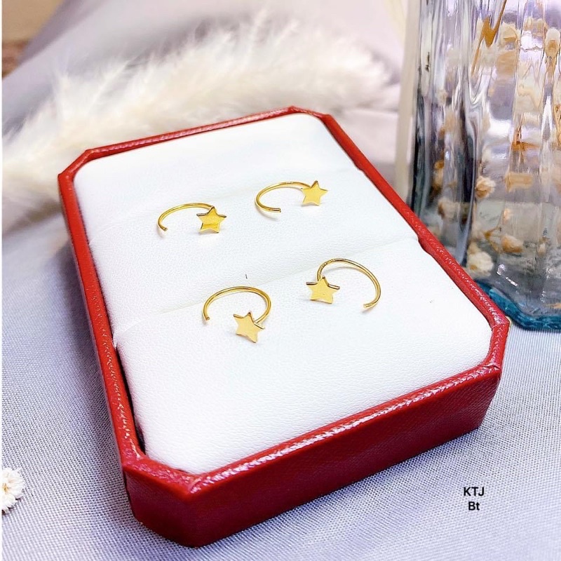 Bông Tai Vàng Nữ Dáng Móc C Kẹp Vành Nhiều Mẫu Mã Mới Không Gây Đau Tai, Phong Cách Hot Hit -Trang sức Vàng Bạc Hoà Thảo