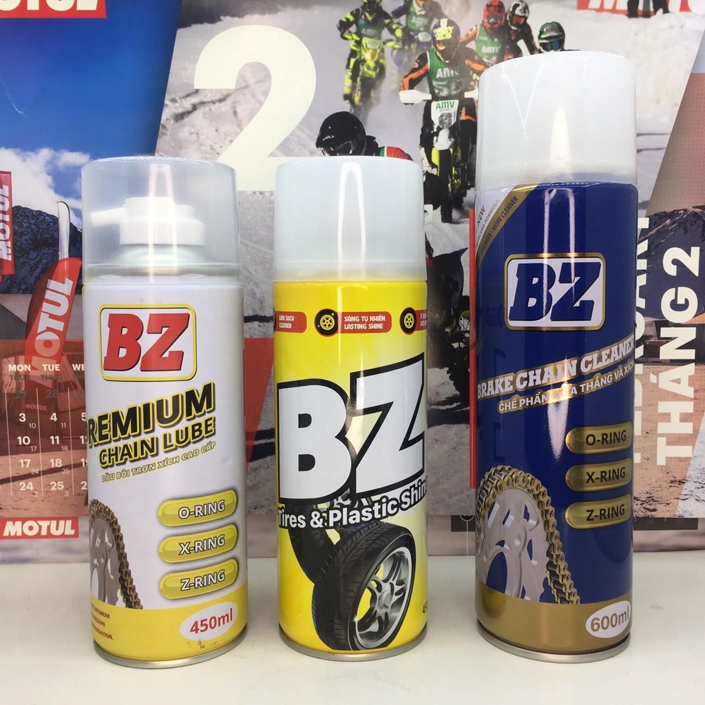 Chai xịt BZ dưỡng sên, rửa sên và phục hồi nhựa nhám,làm đen lốp