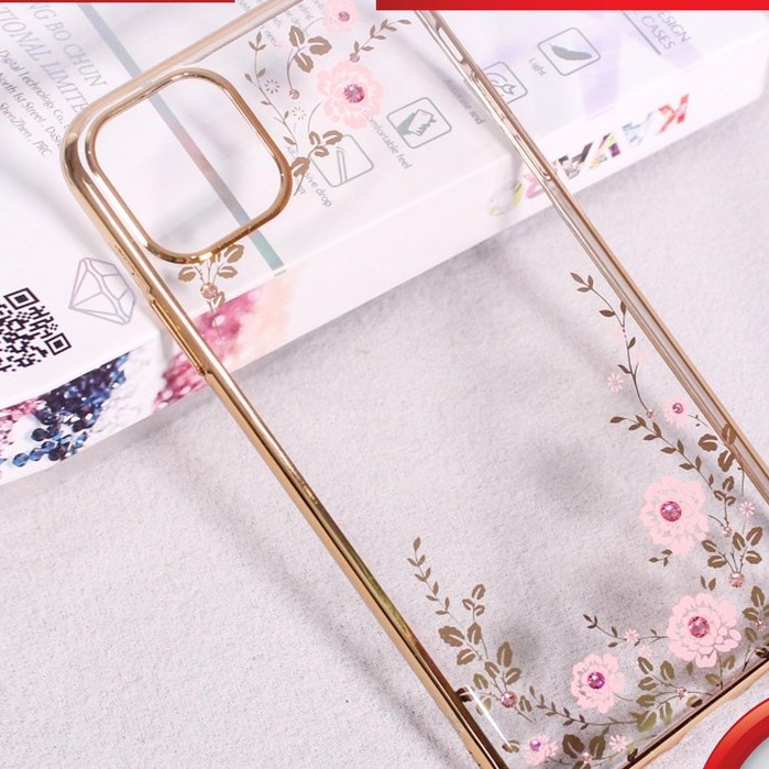 ỐP LƯNG VIỀN MÀU HOA ĐÍNH ĐÁ + CHUỒN CHUỒN KAVARO KINGXBAR iPhone 6 6s 7 8 / plus / X XS XR / 11 12 / MINI / PRO / MAX