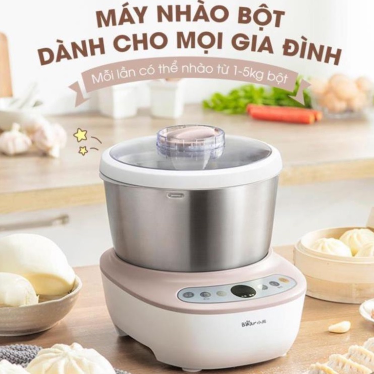 Máy nhồi, nhào, trộn bột Bear. Dung tích 5L., 3.5L, 7L (Quốc Tế &amp; Nội Địa), ủ bột tự động, đánh dăm bông, BH 18 tháng