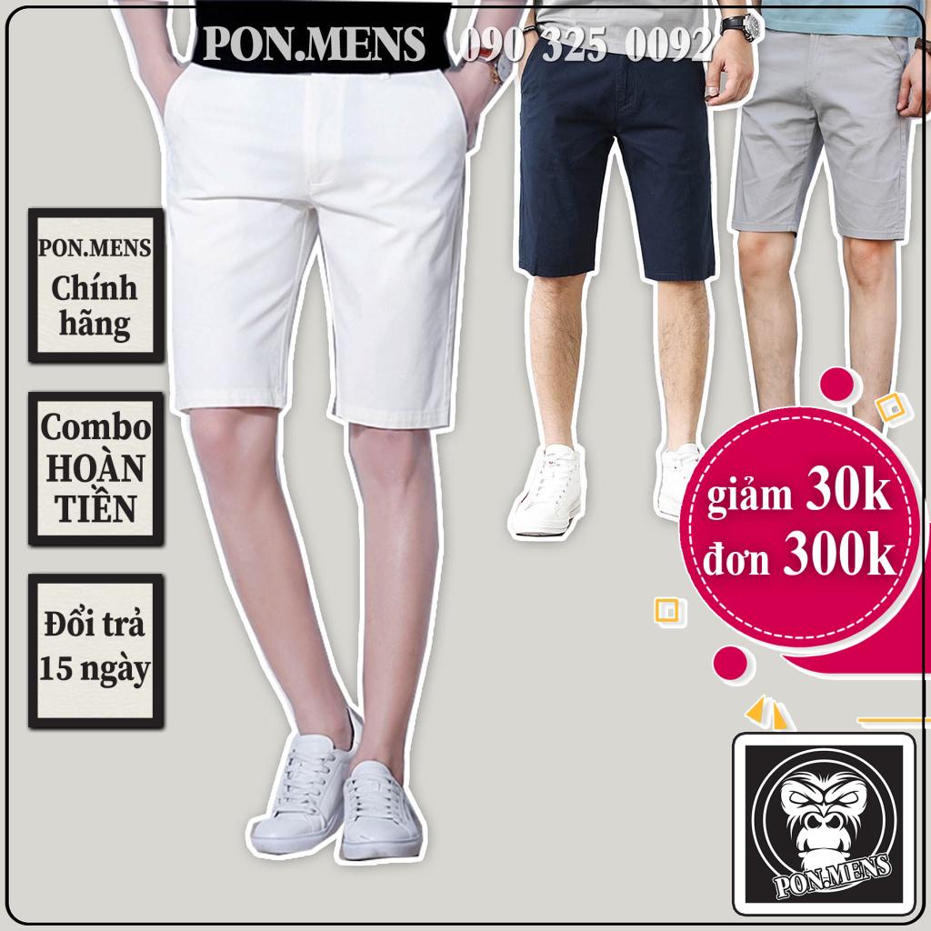 Quần short nam kaki màu đen ghi trắng hàng VNXK 01 Pon.mens