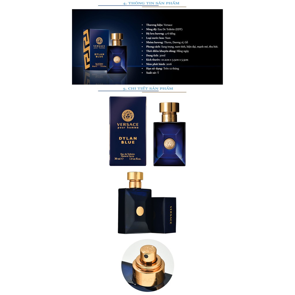 [CHÍNH HÃNG] Nước hoa Versace Pour Homme Dylan Blue EDT