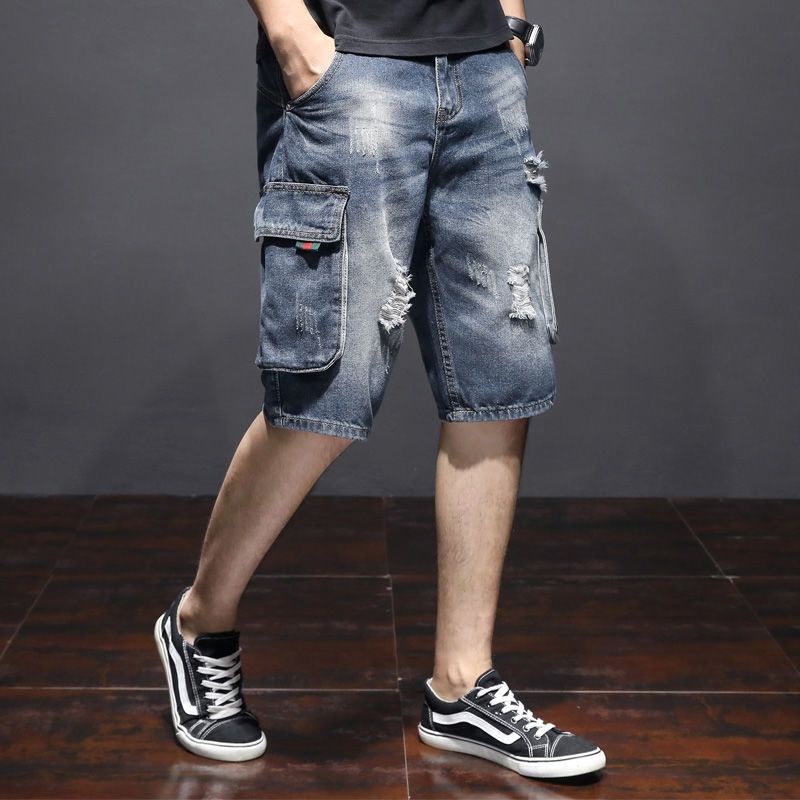 Quần Short Denim Ống Rộng Thời Trang Mùa Hè Dành Cho Nam