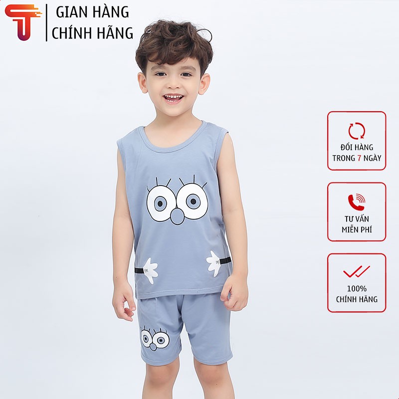 Bộ Ba Lỗ Chất Cotton Họa Tiết Mắt Dễ Thương Cho Bé ( 8-20kg)