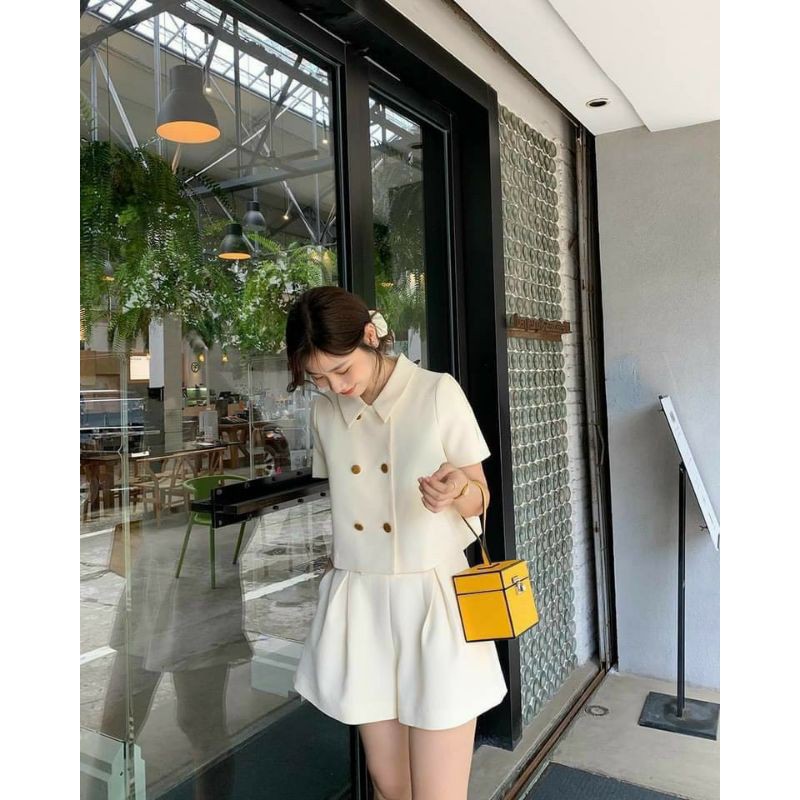 Sét bộ cổ vest tay bồng xinh xắn | BigBuy360 - bigbuy360.vn