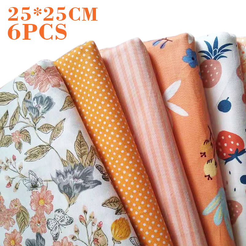 Set 6 Tấm Vải Cotton 25x25cm Dùng Trong May Vá Thủ Công